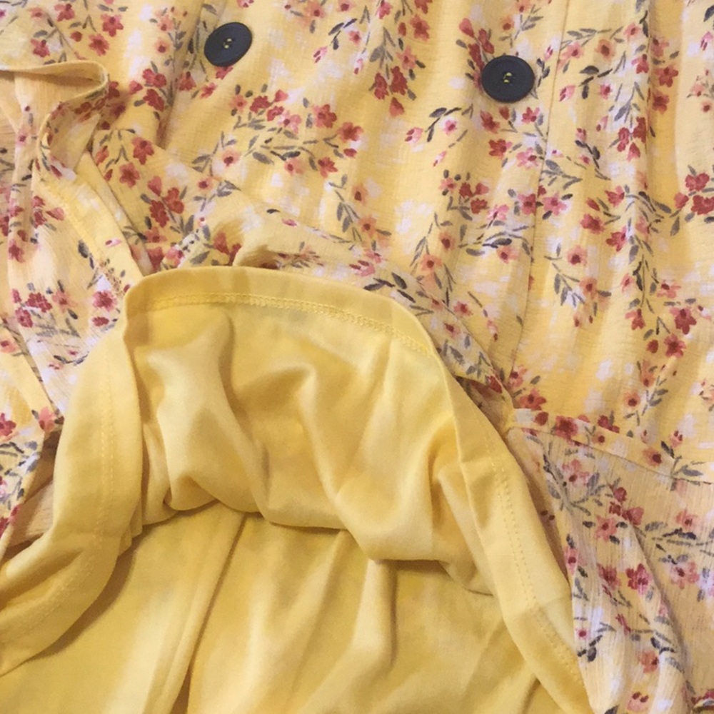 YELLOW FLORAL COTTAGE STYLE MIDI DETAILED DRESS - Picture 5 of 8